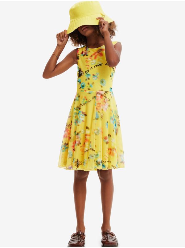 DESIGUAL Yellow Girly Floral Dress Desigual Gardenia - Girls