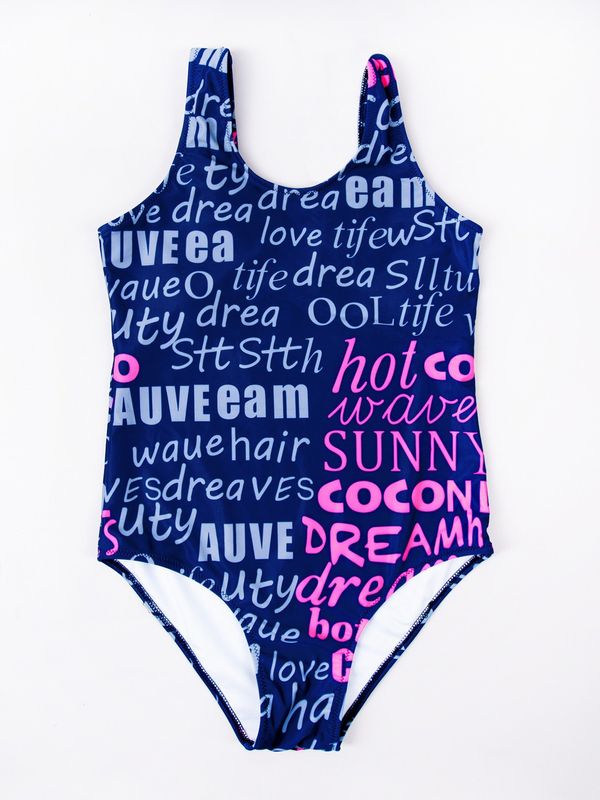Yoclub Yoclub Kids's Girl's One Piece Swimming Costume LKJ-0030G-A100 Navy Blue