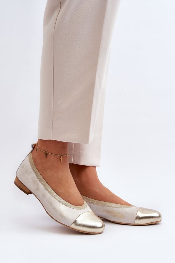 Zazoo Zazoo 2890 Leather Ballerinas Gold Distressed