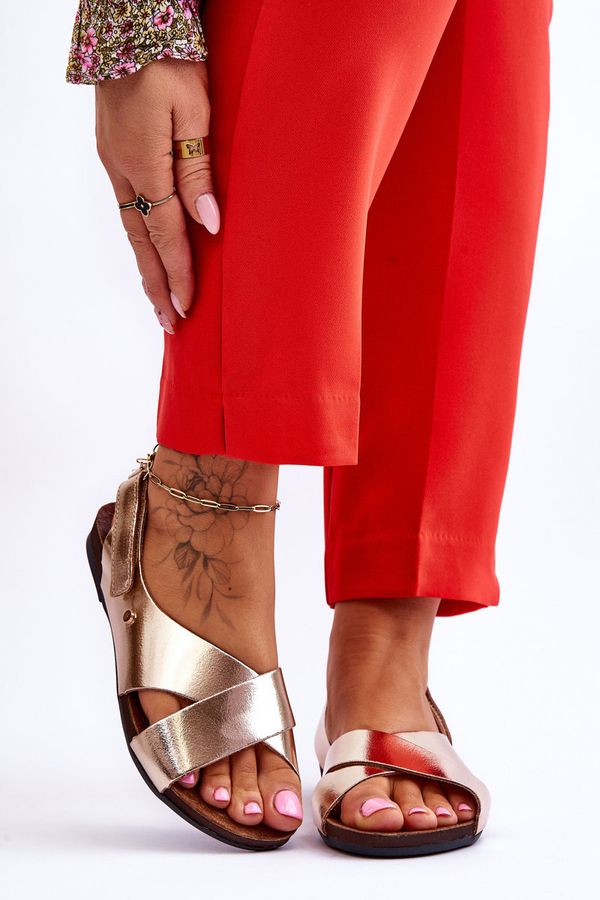 Zazoo Zazoo Velcro Leather Sandals Gold Addison