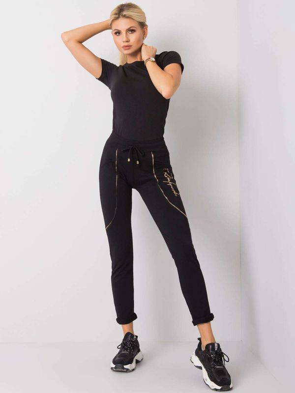 Fashionhunters Ženska trenirka - donji dio Fashionhunters Gold&Black