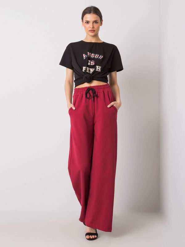 Fashionhunters Ženske hlače Fashionhunters Burgundy