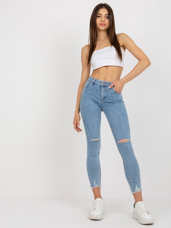Fashionhunters Ženske plave traperice pristaju