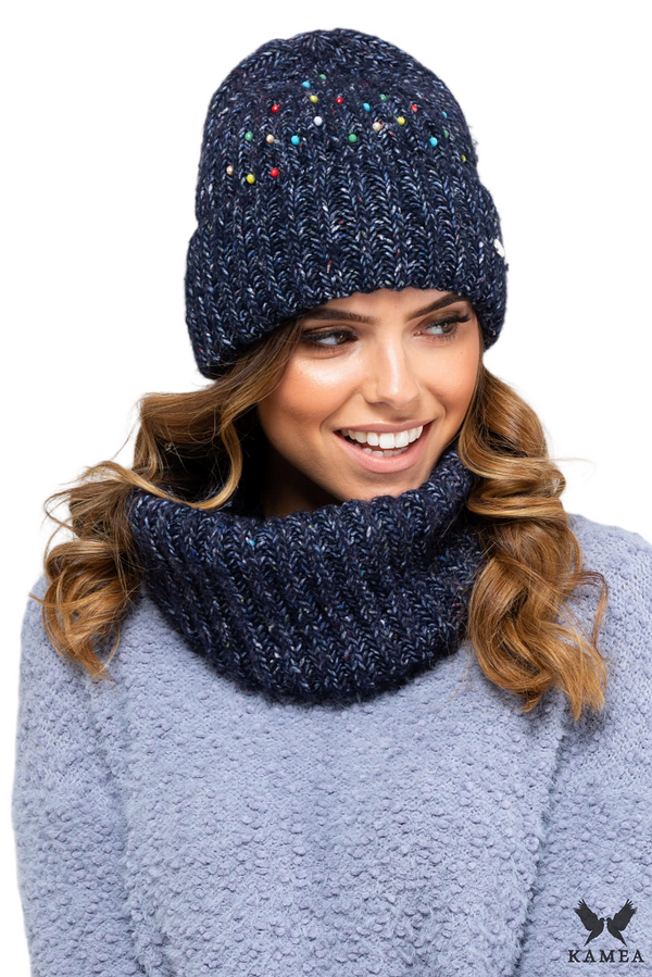 Kamea Ženski set Kamea Kamea_Set_Hat&Chimney_K.19.239.12_Navy_Blue