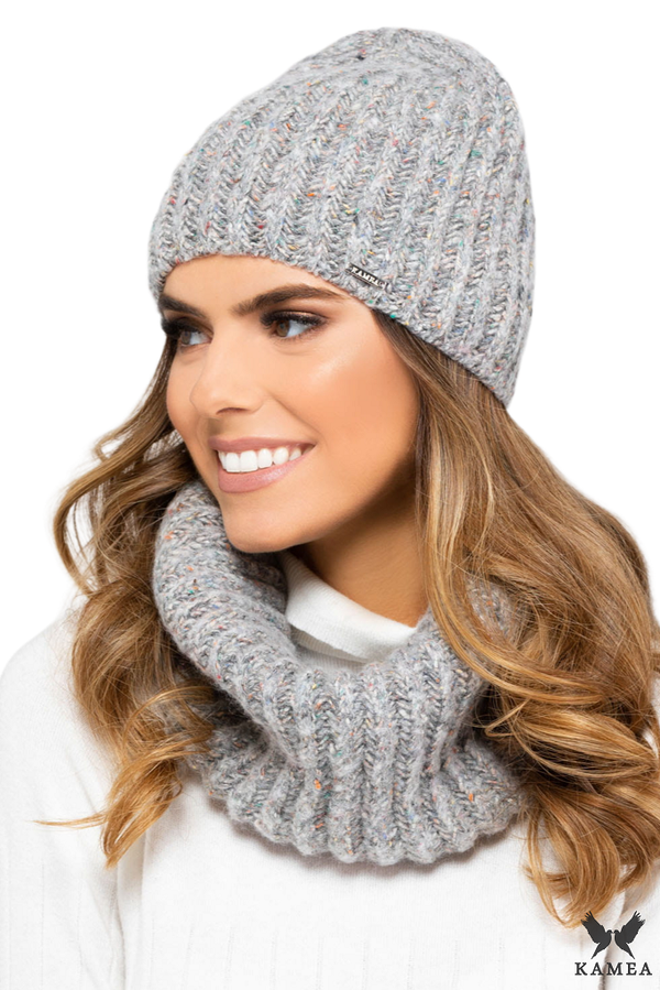 Kamea Ženski set Kamea Kamea_Set_Hat&Chimney_K.19.263.05_Light_Grey