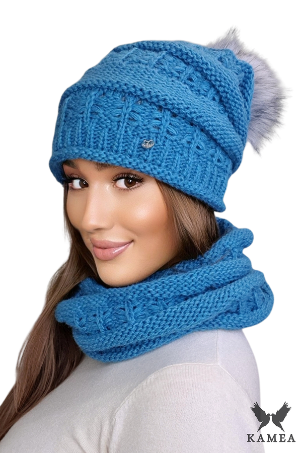 Kamea Ženski set Kamea Kamea_Set_Hat&Chimney_K.22.206.18_Turquoise