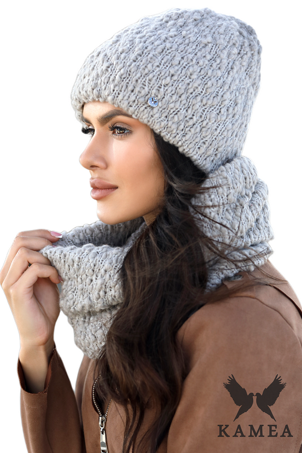 Kamea Ženski set Kamea Kamea_Set_Hat&Chimney_K.22.209.03_Grey