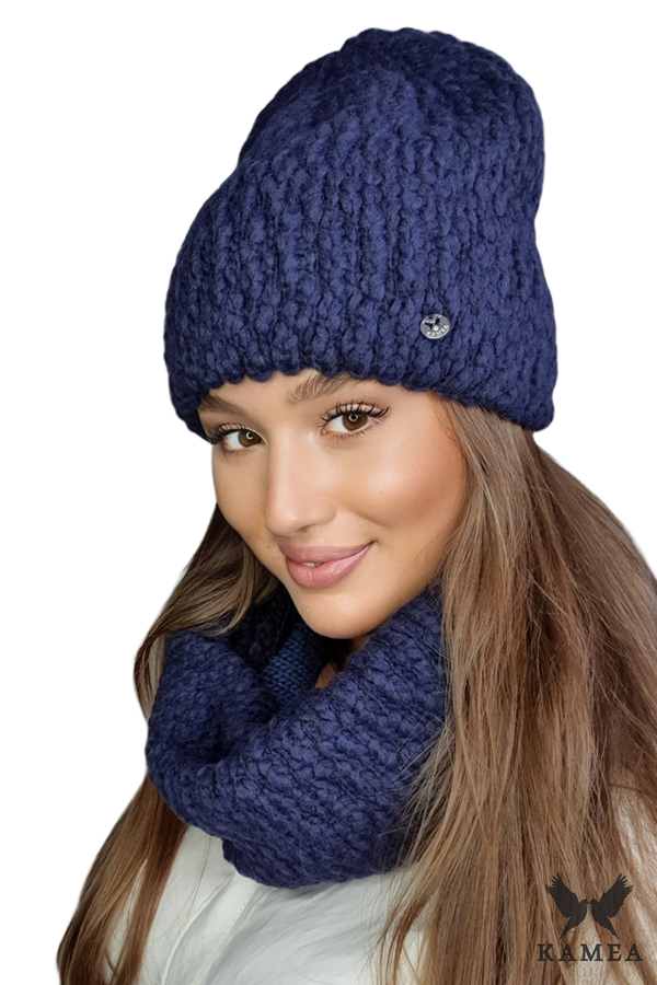 Kamea Ženski set Kamea Kamea_Set_Hat&Chimney_K.22.209.12_Navy_Blue