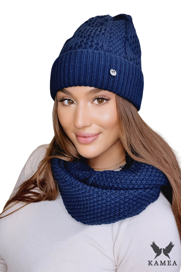 Kamea Ženski set Kamea Kamea_Set_Hat&Chimney_K.22.255.12_Navy_Blue