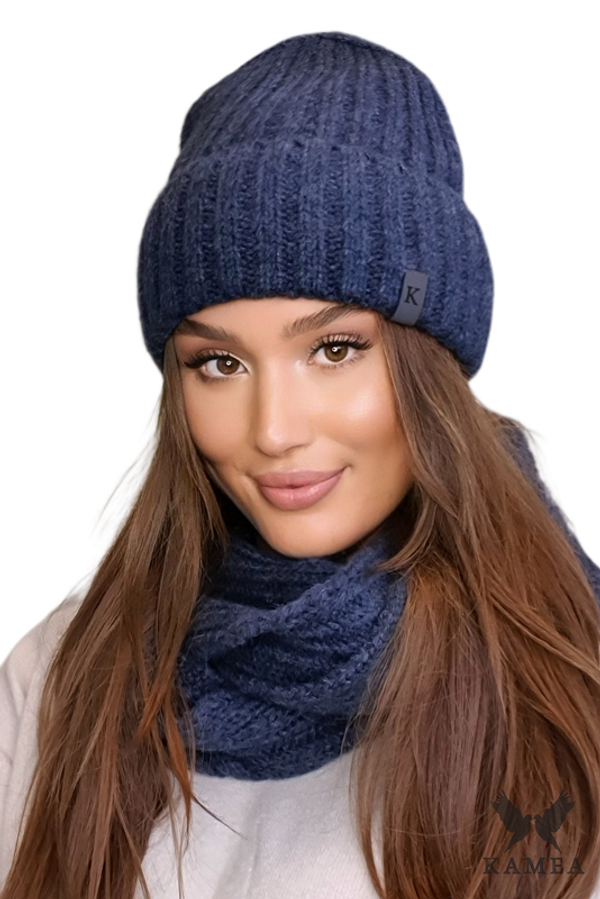 Kamea Ženski set Kamea Kamea_Set_Hat&Chimney_K.22.257.12_Navy_Blue
