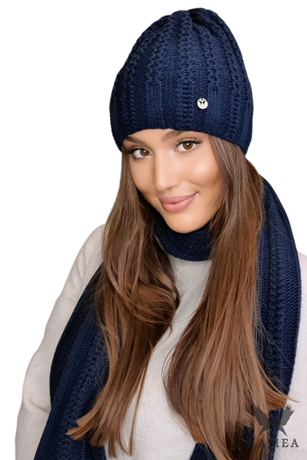 Kamea Ženski set Kamea Kamea_Set_Hat&Scarf_K.22.253.12_Navy_Blue
