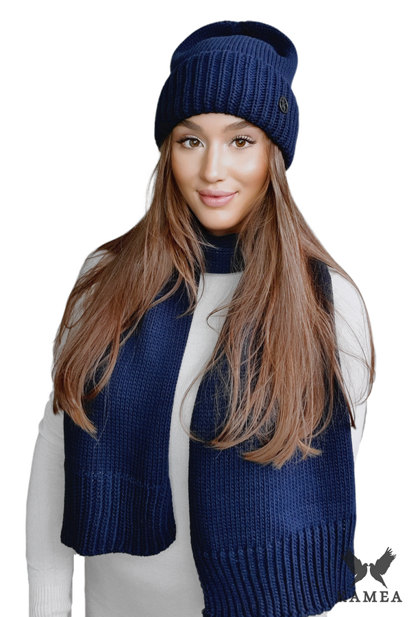 Kamea Ženski set Kamea Kamea_Set_Hat&Scarf_K.22.254.12_Navy_Blue