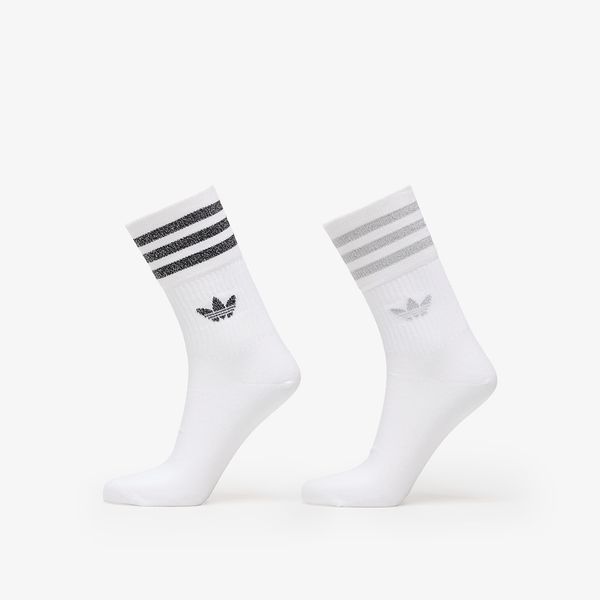 adidas Originals adidas Mid-Cut Glitter Crew Socks 2-Pack White/ Grey Two/ Black S