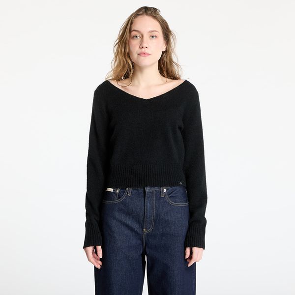 Calvin Klein Džemper Calvin Klein Jeans Fluffy Yarn V-Neck Sweater Black XS