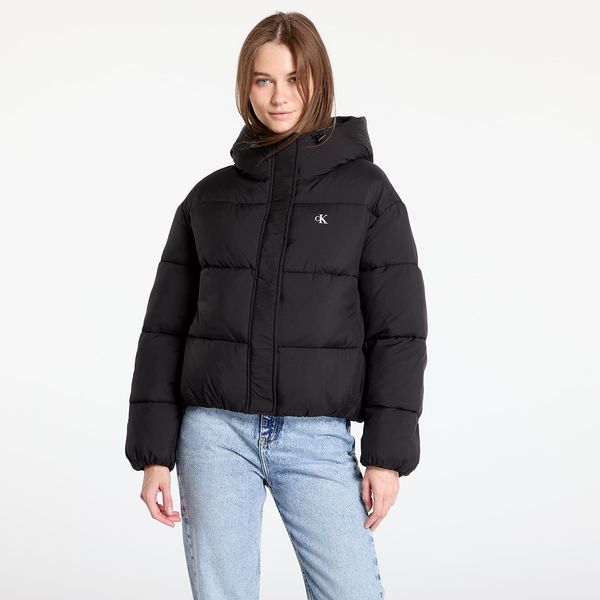 Calvin Klein Jakna Calvin Klein Jeans Logo Short Hooded Puffer Jacket Black M