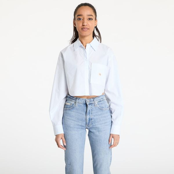 Calvin Klein Košulja Calvin Klein Jeans Woven Label Cropped Shirt Blue XS