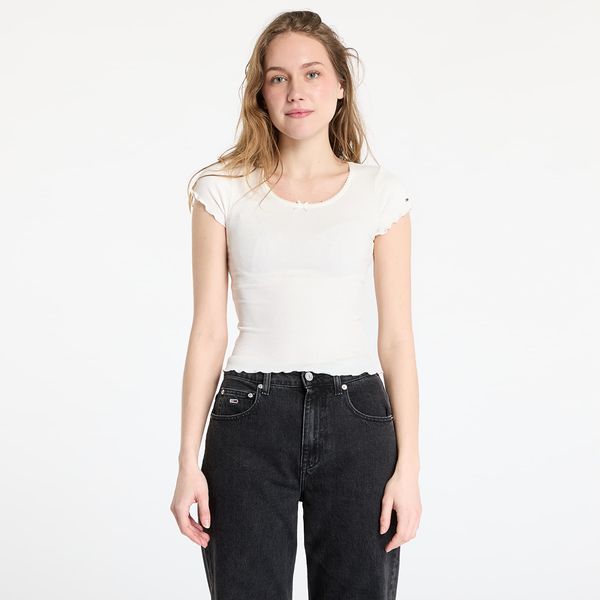 Tommy Hilfiger Majica Tommy Jeans Slim Scallop Rib Tee White S