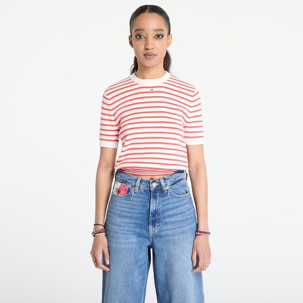 Tommy Hilfiger Pulover Tommy Jeans Essential Shortsleeve Sweater Red M