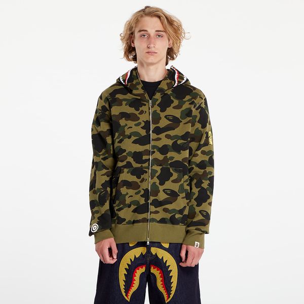 A BATHING APE Sweatshirt A BATHING APE 1St Camo 2Nd Shark Full Zip Hoodie Green XXL