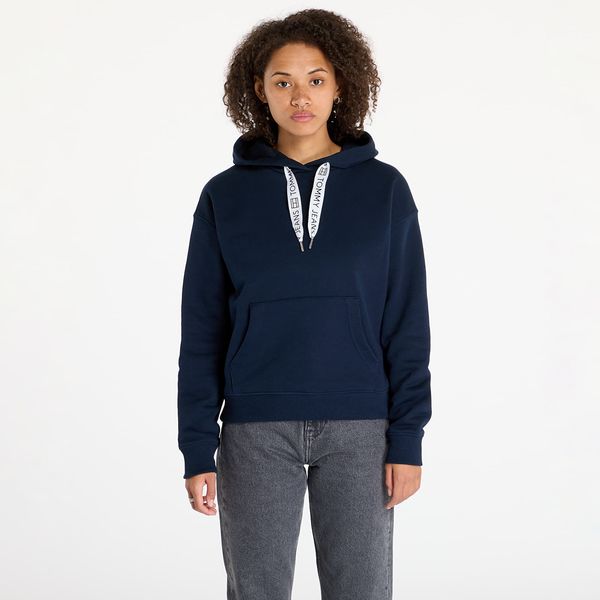 Tommy Hilfiger Sweatshirt Tommy Jeans Boxy Logo Drawcord Hoodie Navy XS