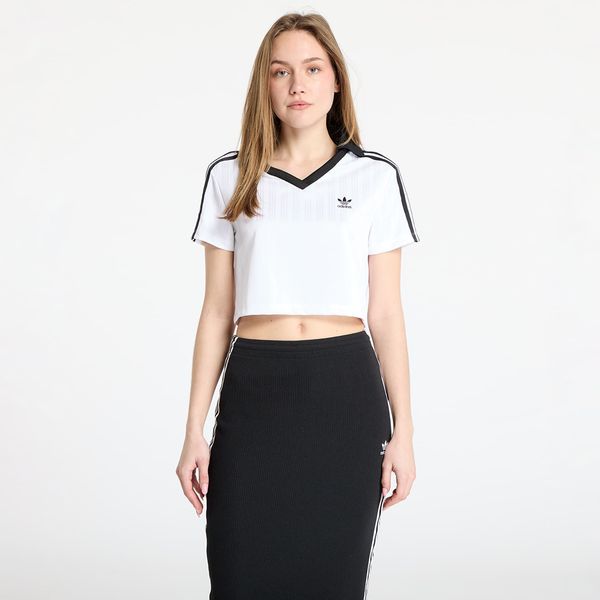 adidas Originals Top adidas Adicolor Football Jacquard V-Neck Crop Polo Shirt White M