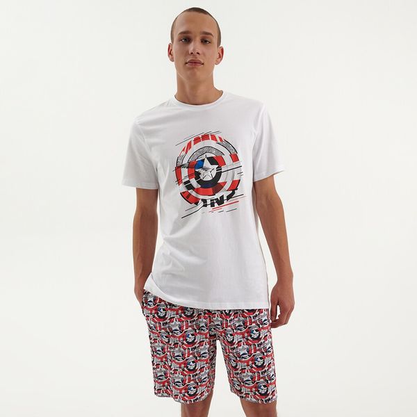 House House - Komplet pidžame s printom Captain America - Bijela