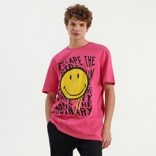 House House - Loose fit majica kratkih rukava Smiley® - Ružičasta