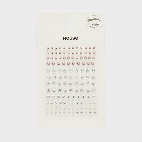 House House - Samoljepljive naljepnice za lice s kristalima - Srebrna