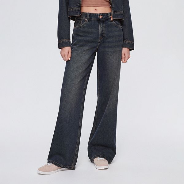 House House - Traperice wide leg s niskim strukom - Plava