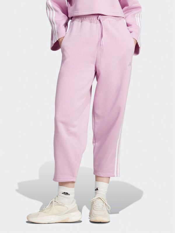 adidas adidas Donji dio trenerke Essentials 3-Stripes Open Hem Fleece IJ7455 Ružičasta Loose Fit