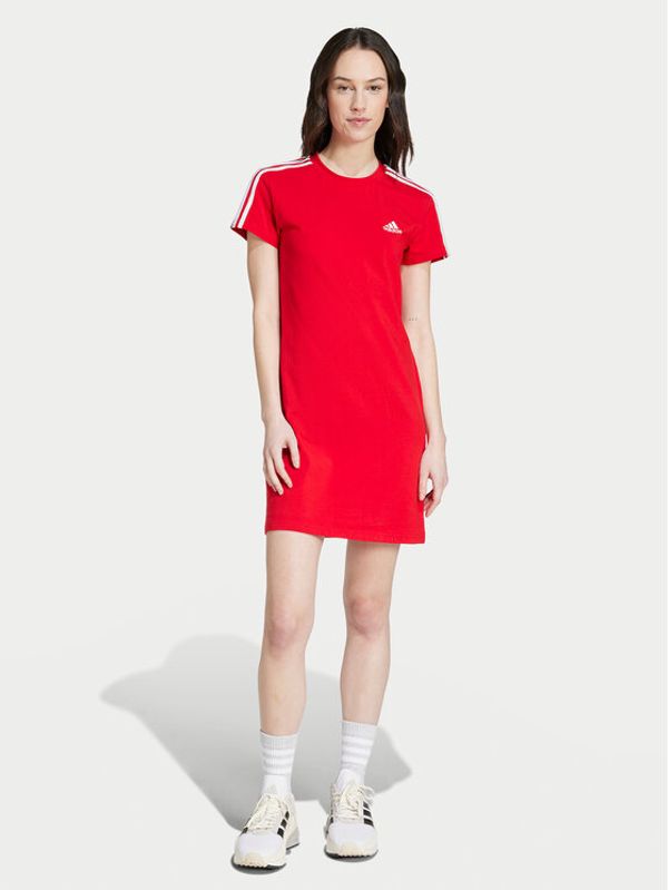 adidas adidas Haljina za svaki dan Essentials 3-Stripes IY4245 Crvena Slim Fit