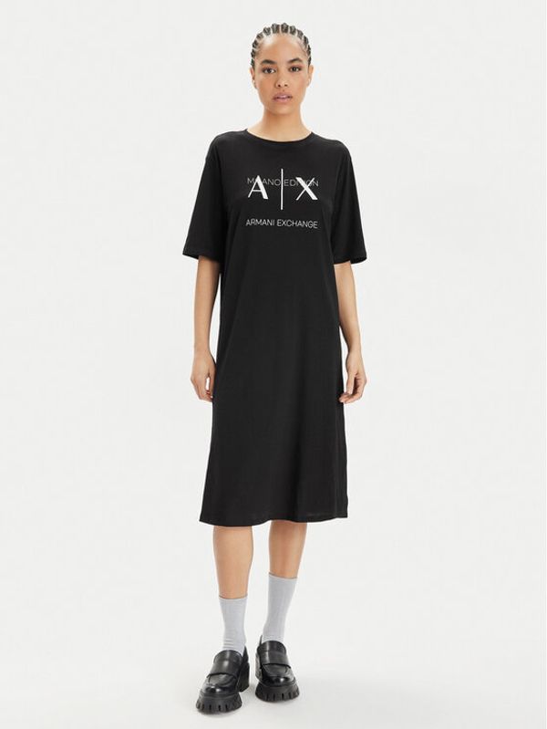 Armani Exchange Armani Exchange Haljina za svaki dan 3DYA79 YJ3RZ 1200 Crna Relaxed Fit