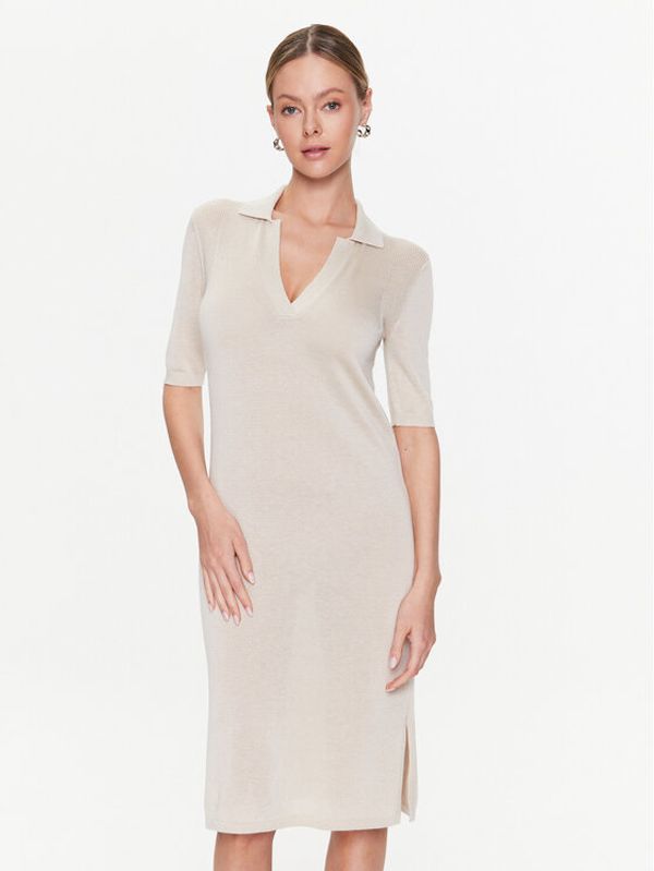 Calvin Klein Calvin Klein Džemper haljina Lyocell Blend Polo Dress Ss K20K205619 Bež Regular Fit