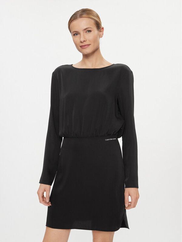Calvin Klein Jeans Calvin Klein Jeans Koktel haljina Open Back Dress J20J222534 Crna Regular Fit
