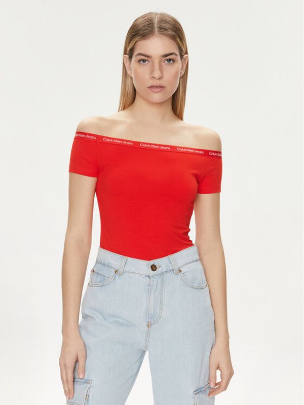 Calvin Klein Jeans Calvin Klein Jeans Majica Logo J20J223098 Crvena Slim Fit