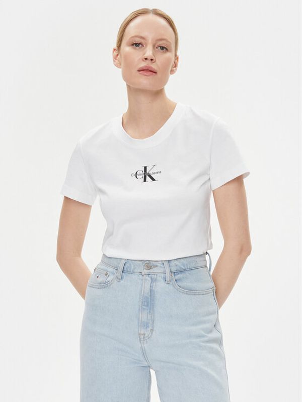 Calvin Klein Jeans Calvin Klein Jeans T-shirt Monologo J20J222564 Bijela Slim Fit