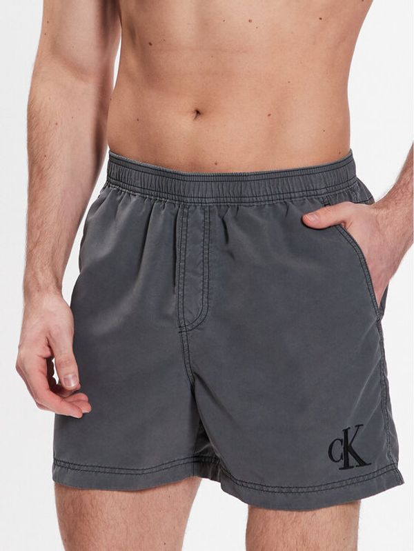 Calvin Klein Swimwear Calvin Klein Swimwear Kupaće gaće i hlače Medium Drawsting KM0KM00806 Siva Regular Fit