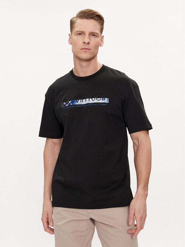 Calvin Klein Calvin Klein T-shirt Raised Linear Logo K10K112490 Crna Regular Fit