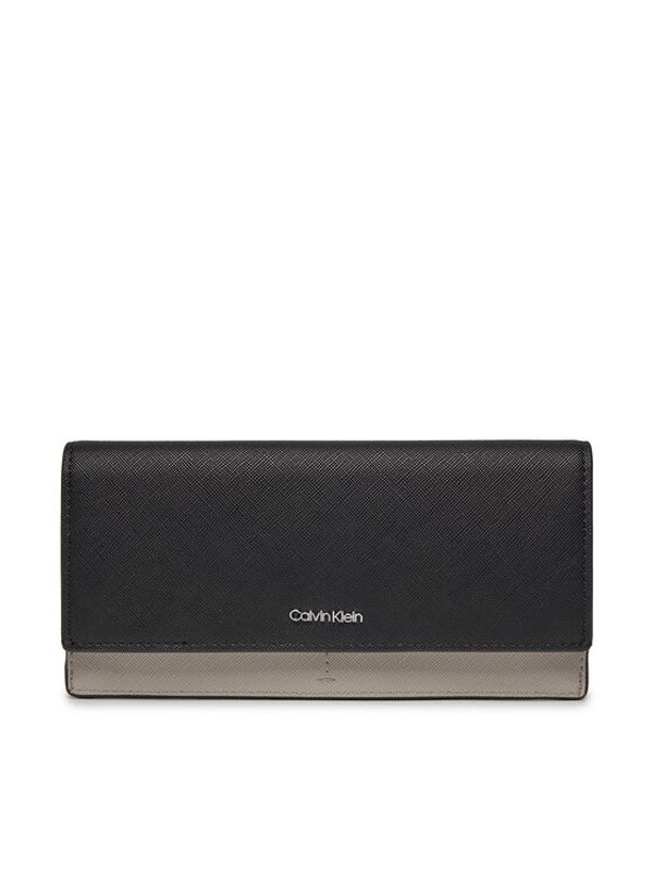 Calvin Klein Calvin Klein Veliki ženski novčanik Business Large Trifold_Saffiano K60K611700 Crna