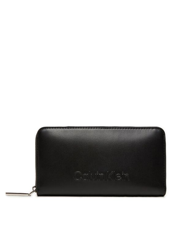 Calvin Klein Calvin Klein Veliki ženski novčanik Embossed Logo Zip Lg K60K612439 Crna