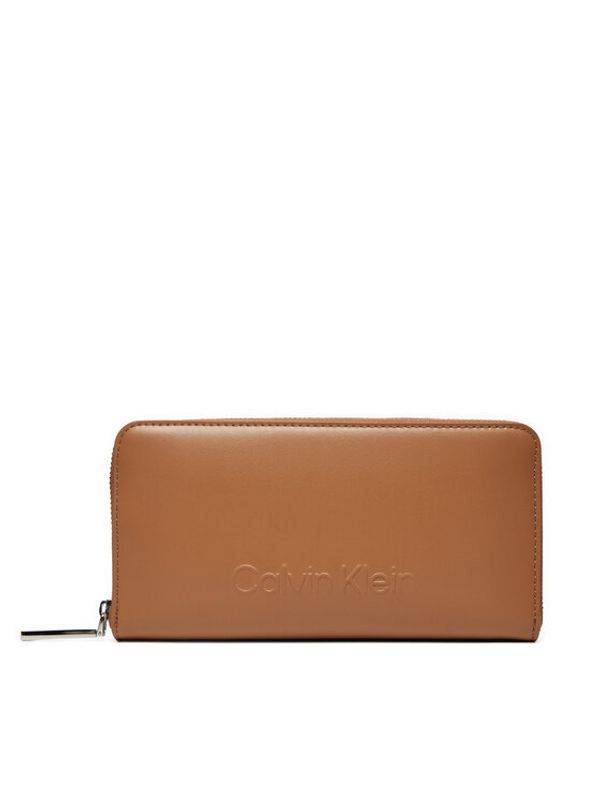 Calvin Klein Calvin Klein Veliki ženski novčanik Embossed Logo Zip Lg Wallet K60K612439 Smeđa