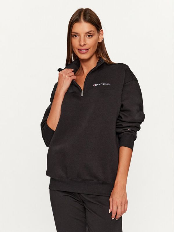 Champion Champion Majica dugih rukava Half Zip Sweatshirt 116590 Crna Oversize