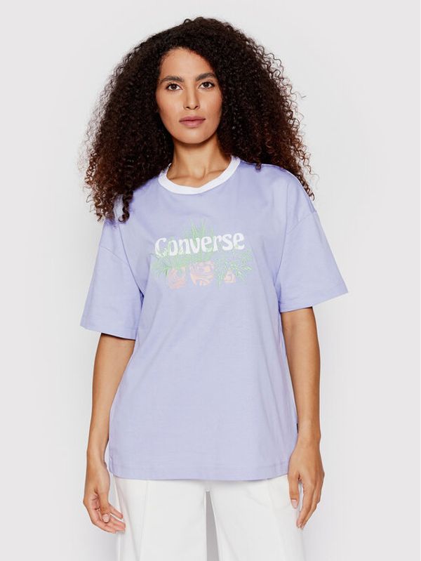 Converse Converse T-shirt 10023937-A04 Ljubičasta Loose Fit