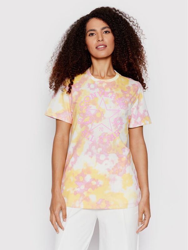 Converse Converse T-shirt Washed Floral Patch 10023208-A02 Žuta Loose Fit