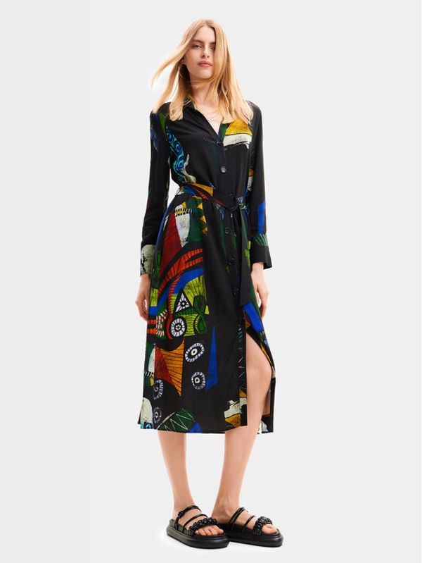 Desigual Desigual Haljina košulja MONSIEUR CHRISTIAN LACROIX Dream 24SWVW72 Crna Regular Fit