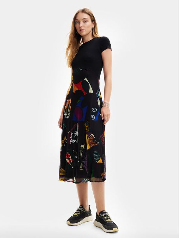 Desigual Desigual Haljina za svaki dan MONSIEUR CHRISTIAN LACROIX Lin 24SWVK47 Crna Regular Fit