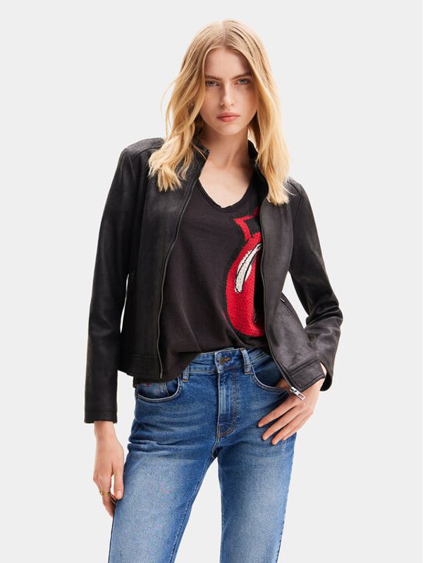 Desigual Desigual Jakna od imitacije kože Toronto 24SWEW12 Crna Regular Fit
