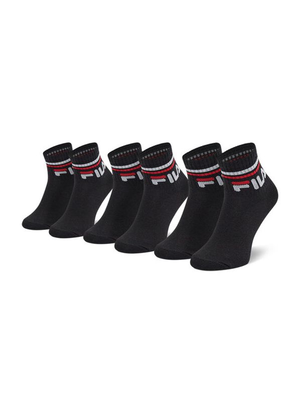 Fila Fila Set od 3 para dječjih visokih čarapa Calza Quarter F8338 Crna