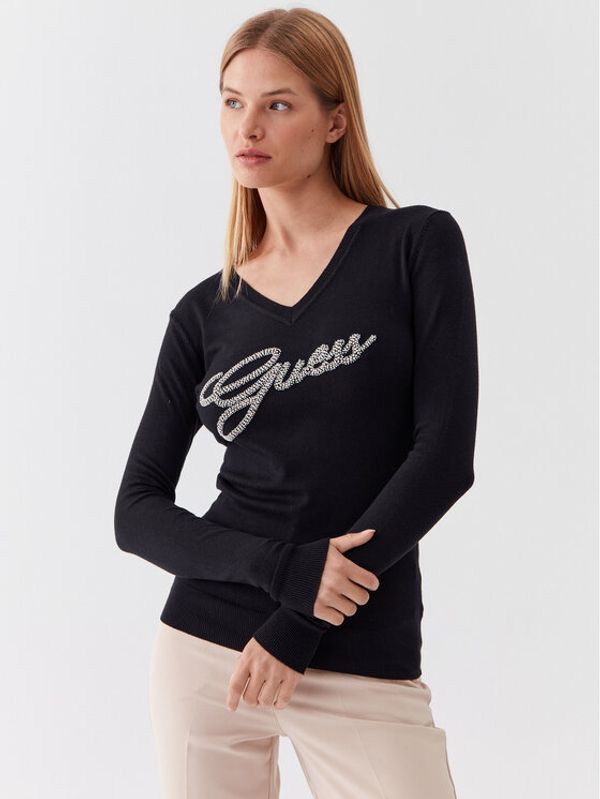 Guess Guess Džemper W3YR21 Z2NQ2 Crna Slim Fit