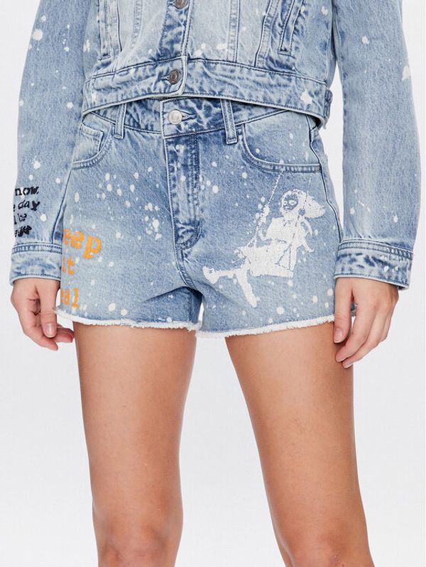 Guess Guess Kratke traperice Mom W3GD26 D4YO0 Plava Regular Fit